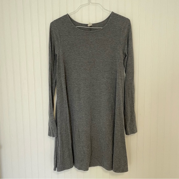 Old Navy | Dresses | Old Navy Gray Long Sleeve Swing Dress Medium ...